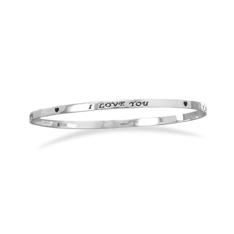 Silver Plated Brass "I Love You" Bangle