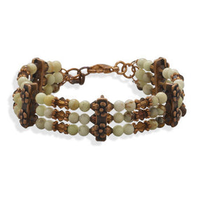 7"+1" Multistrand Copper and Bead Bracelet