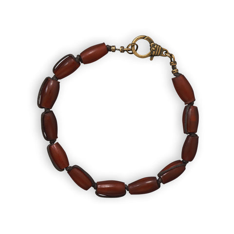 9" Men's Brass Bracelet with Horn Beads