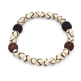 8" Bone and Wood Bead Stretch Bracelet