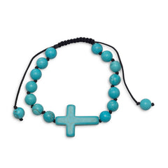 Adjustable Magnesite Cross Bracelet