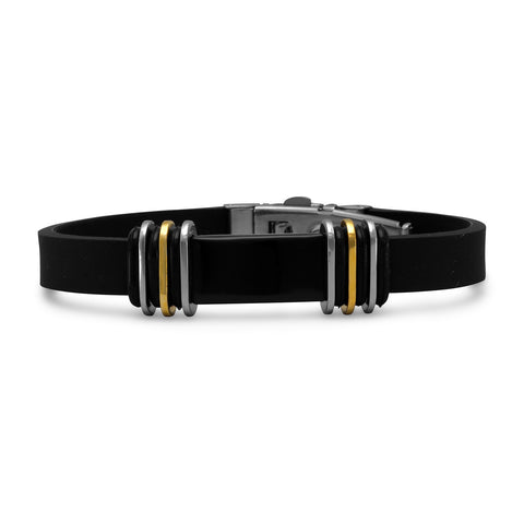 8" Two Tone Stainless Steel and Rubber Men's ID Bracelet