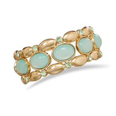 Mint Green Gold Tone Fashion Stretch Bracelet