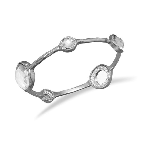 Silver Tone Acrylic Fashion Bangle Bracelet