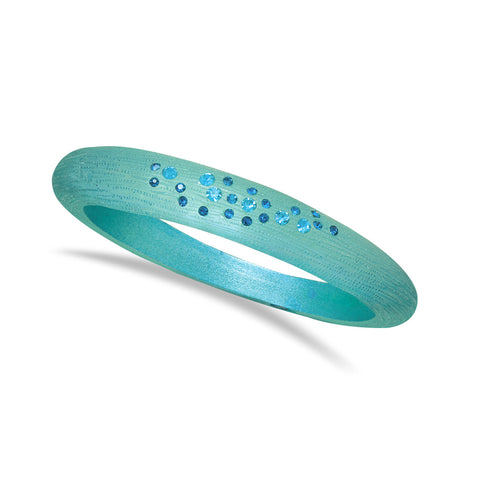 Teal Plastic Bangle Bracelet with Crystals