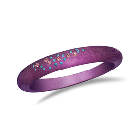 Purple Plastic Bangle Bracelet with Crystals