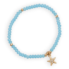 Blue Fashion Stretch Bracelet with Star Fish Charm