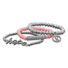 Pink Awareness Fashion Bracelet Set