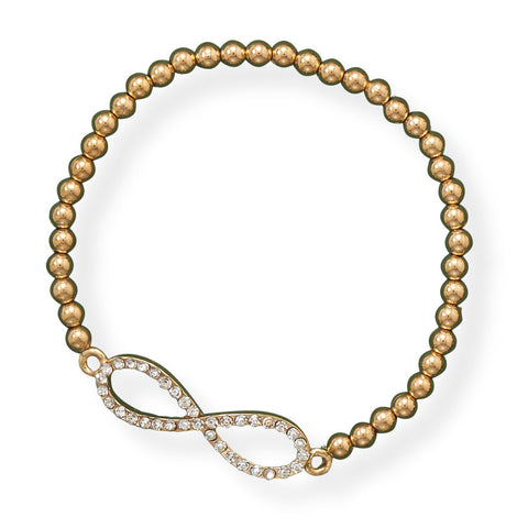 Gold Tone Bead Crystal Infinity Fashion Bracelet