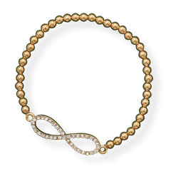 Gold Tone Bead Crystal Infinity Fashion Bracelet