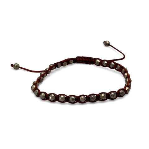 Adjustable Faceted Pyrite Bracelet