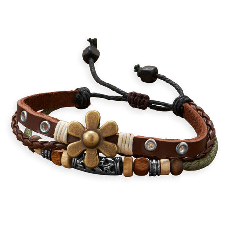 Adjustable Multistrand Flower Fashion Bracelet