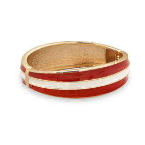 Graduated Red and White Enamel Fashion Bangle Bracelet