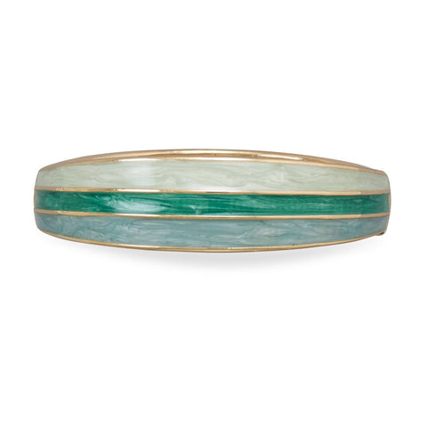 Graduated Pearlescent Green and Blue Enamel Fashion Bangle Bracelet