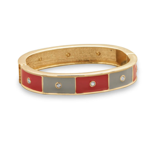 Red and Grey Enamel Fashion Bangle Bracelet