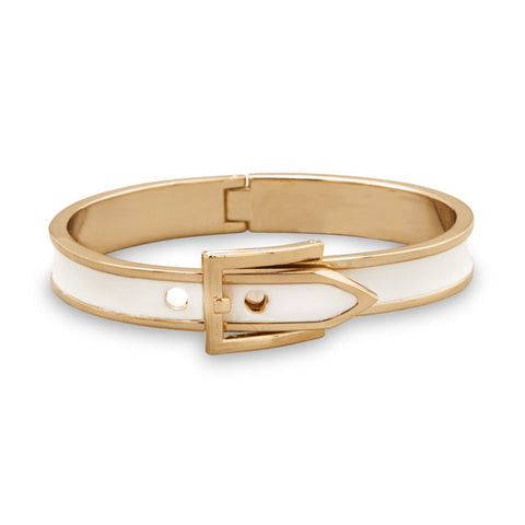 Adjustable White Enamel Belt Design Fashion Bangle Bracelet