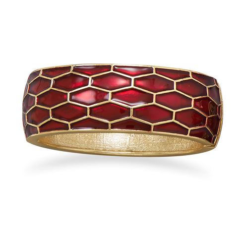 Dark Red Enamel Honeycomb Design Fashion Bangle Bracelet