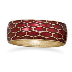 Dark Red Enamel Honeycomb Design Fashion Bangle Bracelet
