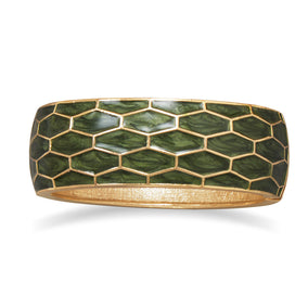 Pearlescent Green Enamel Honeycomb Design Fashion Bangle Bracelet