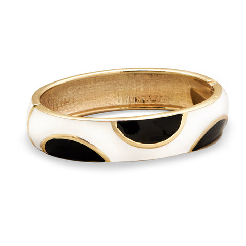 Black and White Enamel Moon Design Fashion Bangle Bracelet