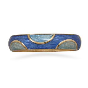 Pearlescent Light and Dark Blue Enamel Fashion Bangle Bracelet