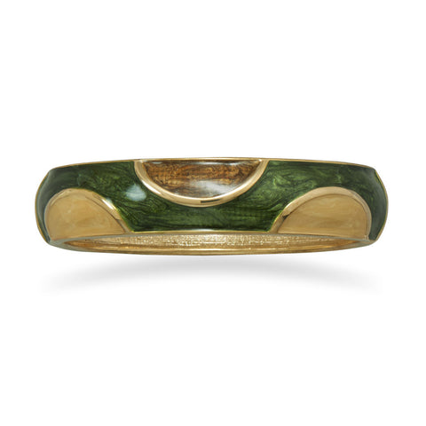 Pearlescent Green, Brown and Tan Enamel Fashion Bangle Bracelet