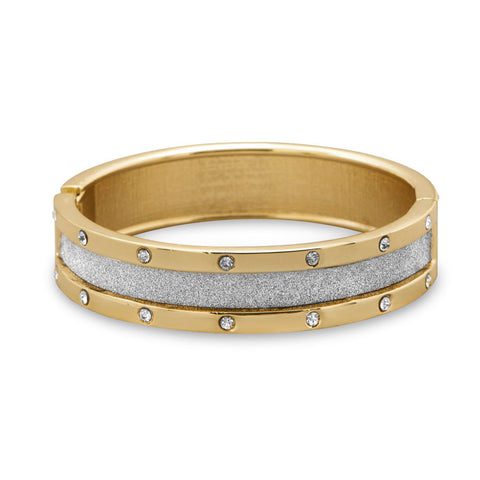 White Sparkle Fashion Bangle Bracelet with Crystals