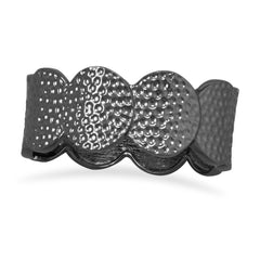 Textured Black Plated Circle Design Fashion Bangle Bracelet