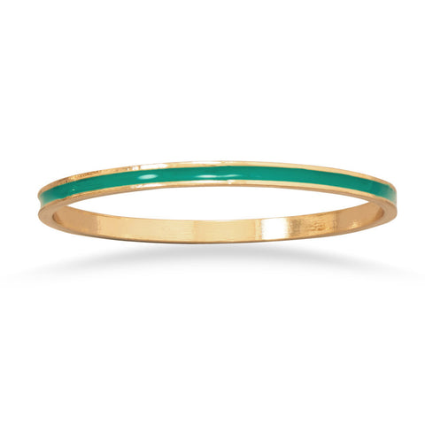 Thin Teal Enamel Fashion Bangle Bracelet