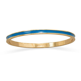 Thin Ocean Blue Enamel Fashion Bangle Bracelet