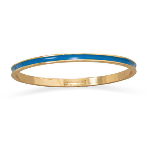 Thin Ocean Blue Enamel Fashion Bangle Bracelet