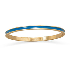 Thin Ocean Blue Enamel Fashion Bangle Bracelet