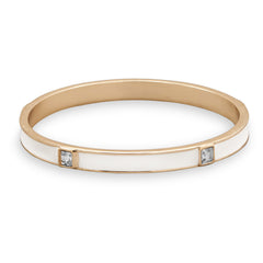 White Enamel Fashion Bangle Bracelet with Crystal