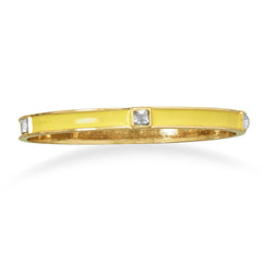 Yellow Enamel Fashion Bangle Bracelet with Crystal