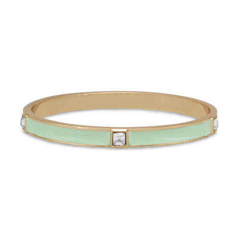 Mint Enamel Fashion Bangle Bracelet with Crystal