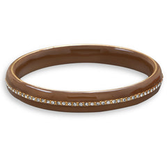 Brown Enamel Fashion Bangle Bracelet with Crystal