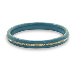 Blue Enamel Fashion Bangle Bracelet with Crystal