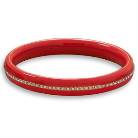 Red Enamel Fashion Bangle Bracelet with Crystal