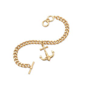 Adjustable Gold Tone Fashion Bracelet with Anchor Charm