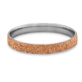 Silver Tone Fashion Bangle Bracelet with Peach Crystal