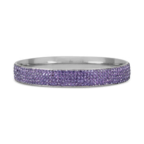 Silver Tone Fashion Bangle Bracelet with Purple Crystal