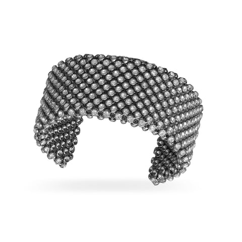 Black Plated Fashion Cuff with Crystal Chain Covering