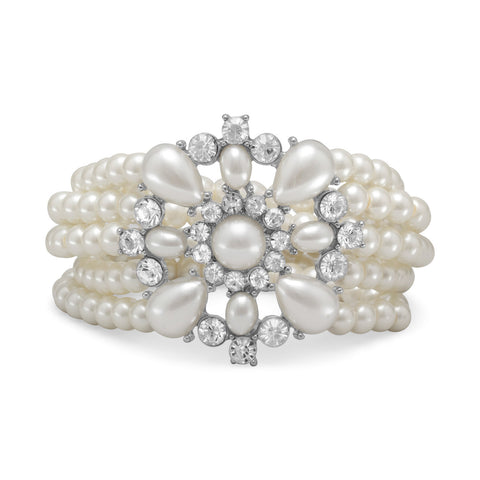 Elegant Imitation Pearl Fashion Bracelet with Crystal