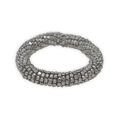 Silver Tone Bead Spring Coil Fashion Stretch Bracelet