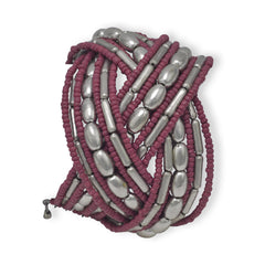 Red Glass Bead Flex Cuff Fashion Bracelet