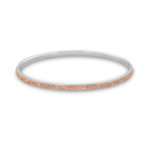 Thin Silver Tone Fashion Bangle Bracelet with Peach Crystals