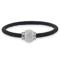 Black Tone Stainless Steel Bracelet with Crystal Ball