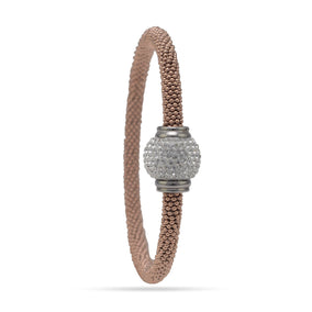 14 Karat Rose Gold Plated Stainless Steel Bracelet with Crystal Ball