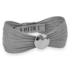 Stainless Steel Mesh Bracelet with Faceted Disc