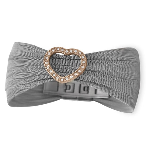 Stainless Steel Mesh Bracelet with Rose Gold Plated Crystal Heart